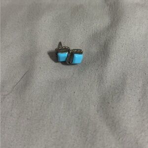 Stamped Turquoise roped Square Stud Earrings
